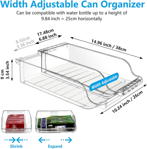 Adjustable-Width Clear Refrigerator Drink Trays, Set of 2