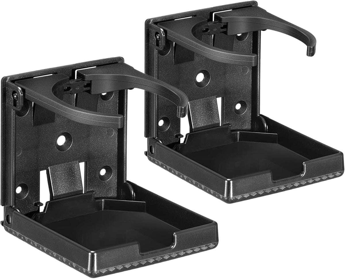 Black Folding Adjustable Cup Holders, 2 Pack