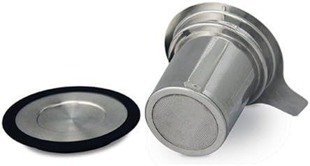 Stainless Steel Brew-in-Mug Tea Infuser with Lid, Black Rim