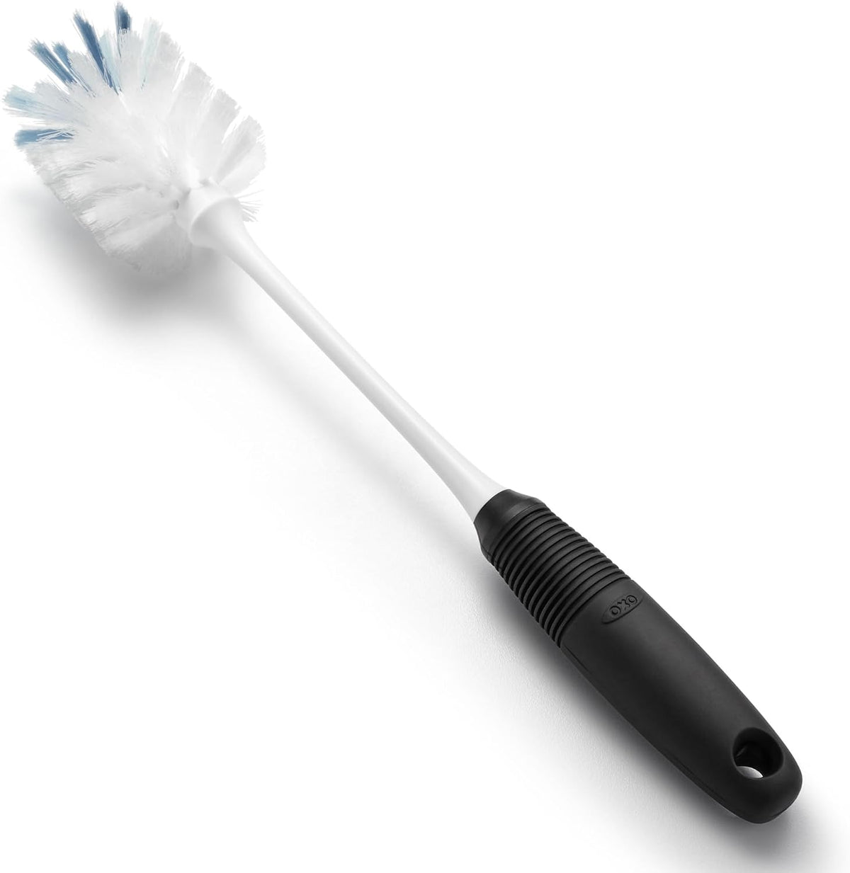 White and Blue Dual-Bristle Bottle Cleaning Brush
