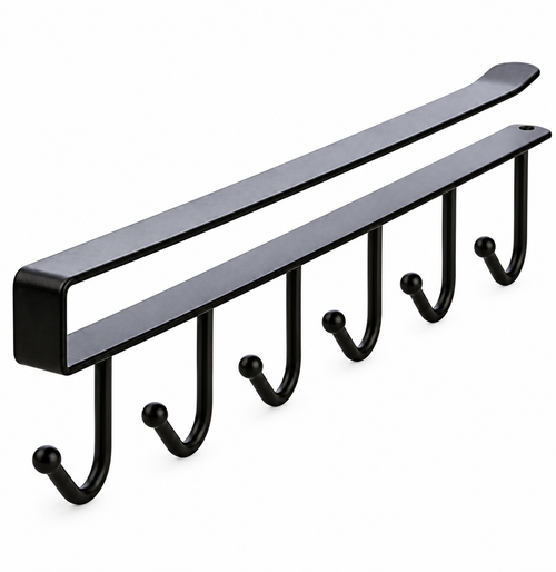 Black Clip-On Under-Cabinet Mug Hook Rails, Set of 2