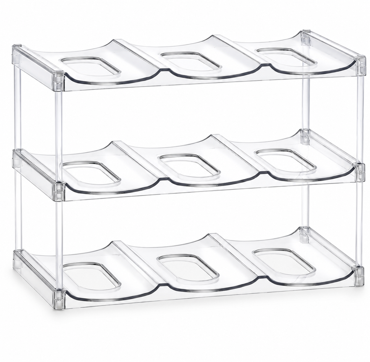 Clear Three-Tier Tumbler Organizer Rack with 9 Cradles