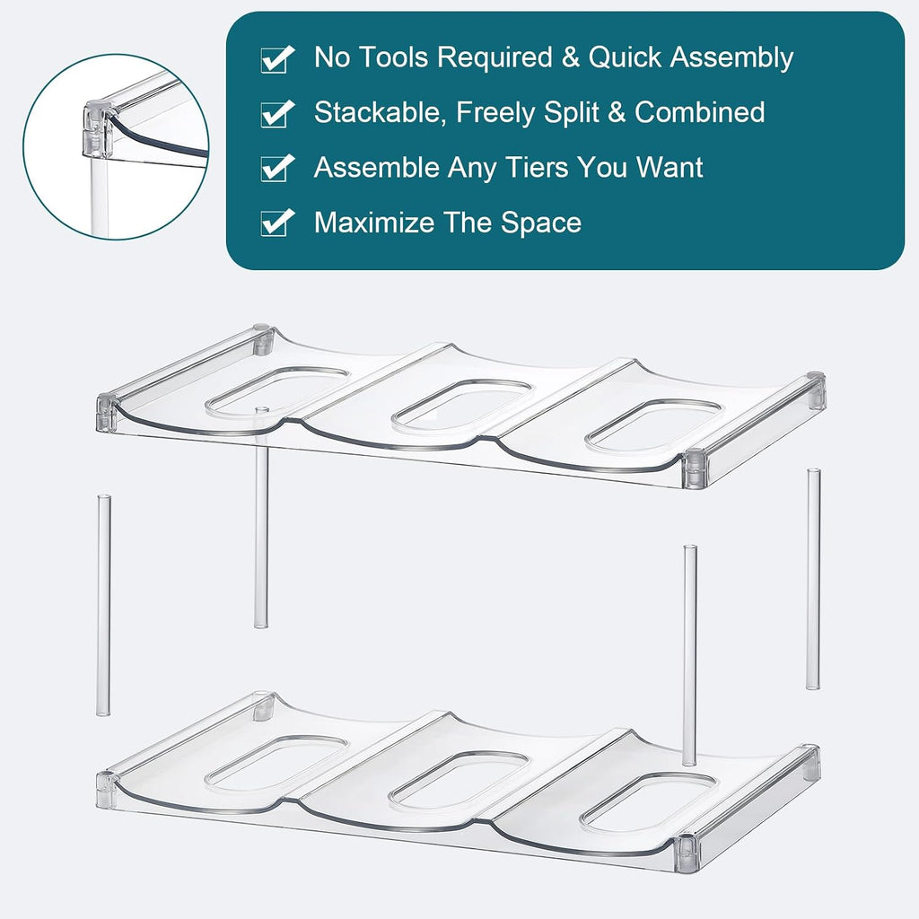 Clear Three-Tier Tumbler Organizer Rack with 9 Cradles