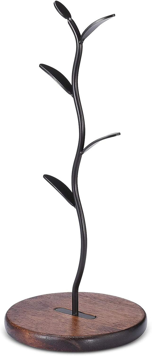 Black Branch-Style Countertop Mug Tree with Brown Base