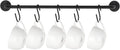 Black Wall-Mounted Mug Rail with 5 Hooks