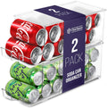Clear Stackable Soda Can Dispenser Organizers with Lids, Set of 2