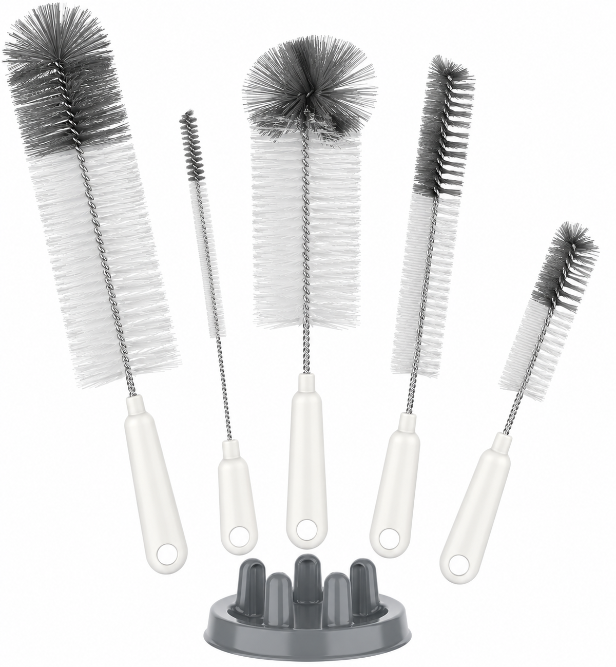 Bottle Cleaning Brush Set with Storage Stand, 5 Brushes